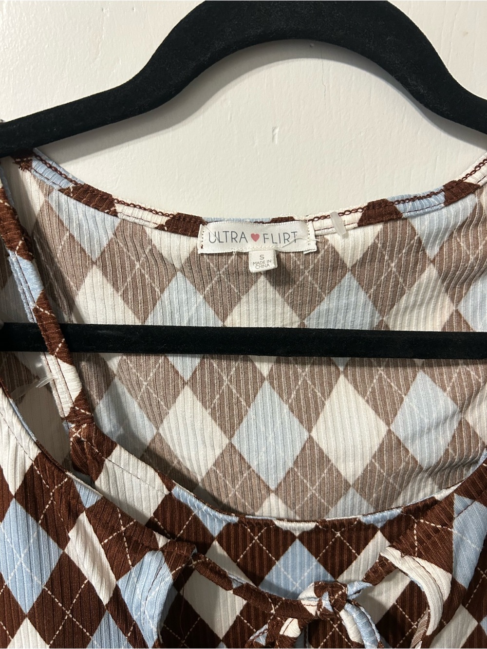 Ultra Flirt Long Sleeve Argyle Top Set - Picture 3 of 5